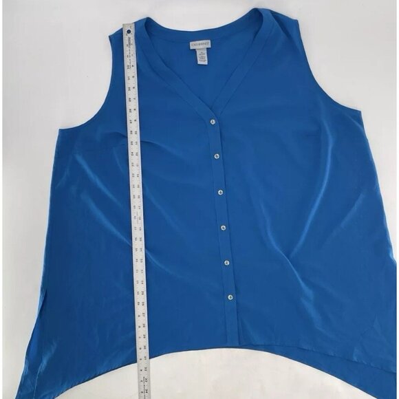 Catherines Plus Size Blue Chiffon Asymmetrical Hem Sleeveless Blouse Size 3x - Picture 6 of 7